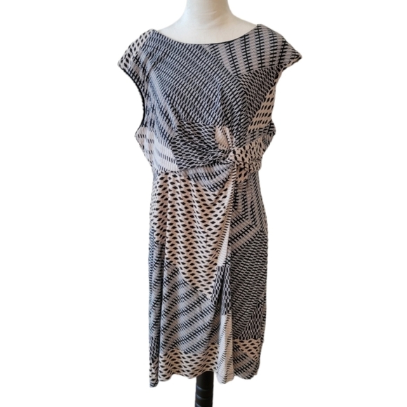 Dana Buchman Sleeveless Graphic Draped Dress Size XL - Picture 1 of 4